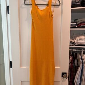 Orange ribbed ankle length dress